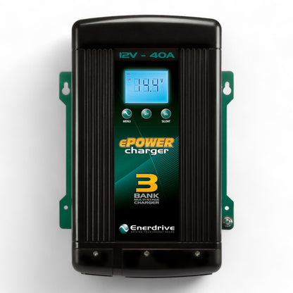 12V 40A AC battery charger connected to lithium battery system