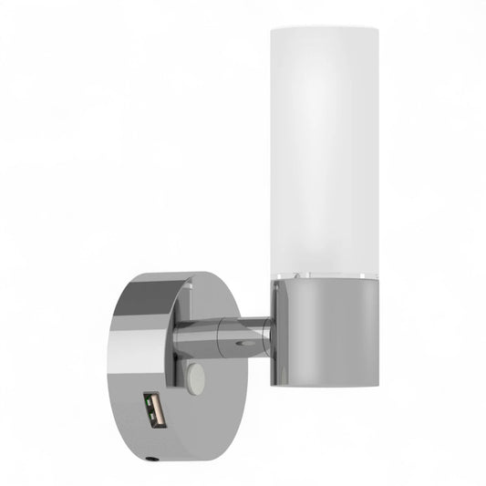 chrome LED reading lamp in neutral product view