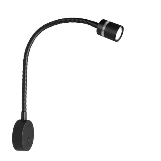 Caravan interior black reading light with dimming and USB-C port