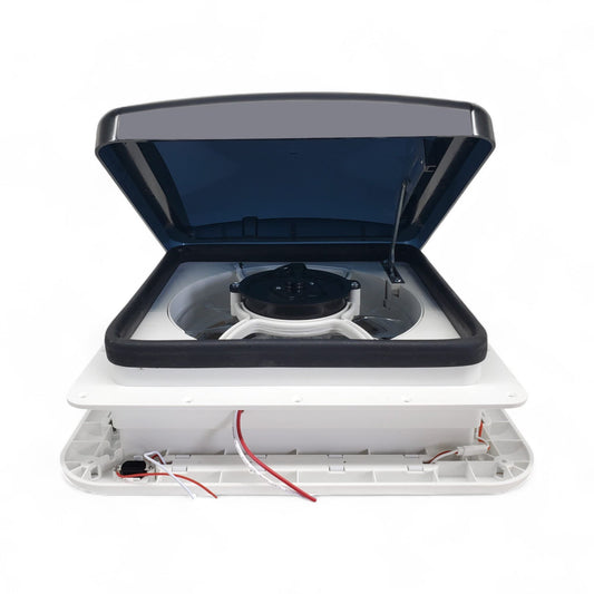 12v shower roof vent with LED lights and tinted lid