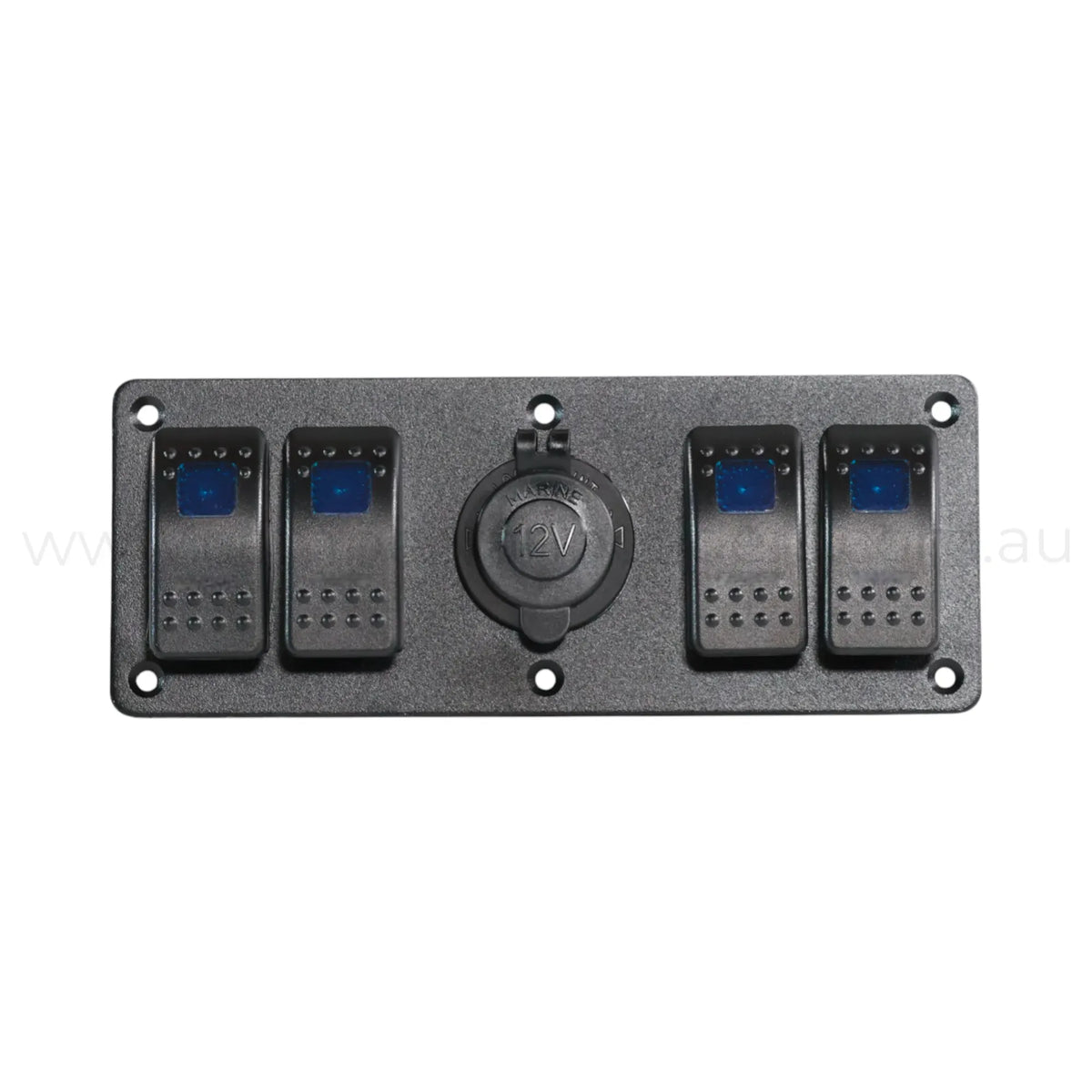 Four Way Way Rocker 4 Way Rocker Switch Panel + 12v Socket Single LED (Red, Green or Blue ...