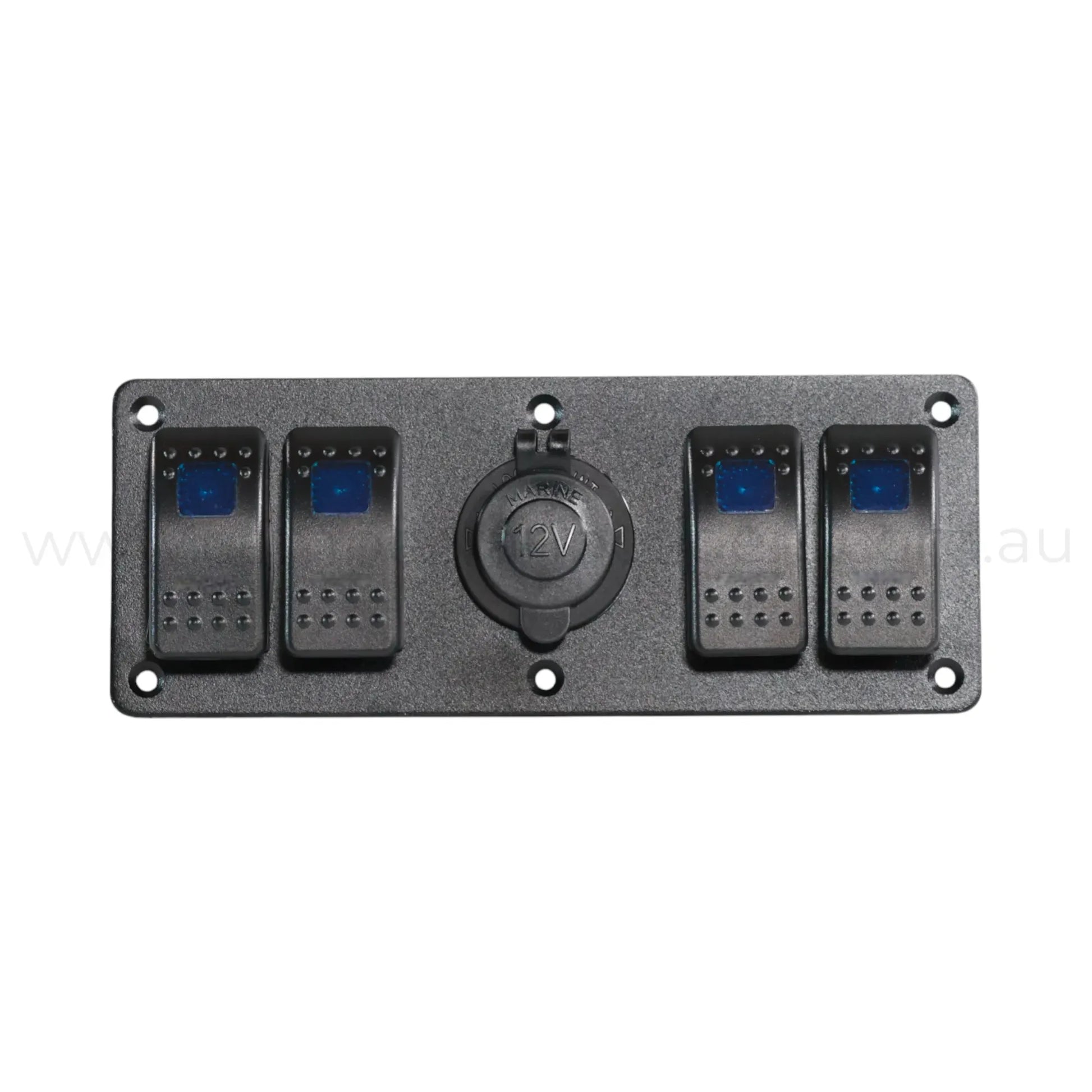 4 way single led rocker switch panel with 12v outlet for rv accessory switching and charging