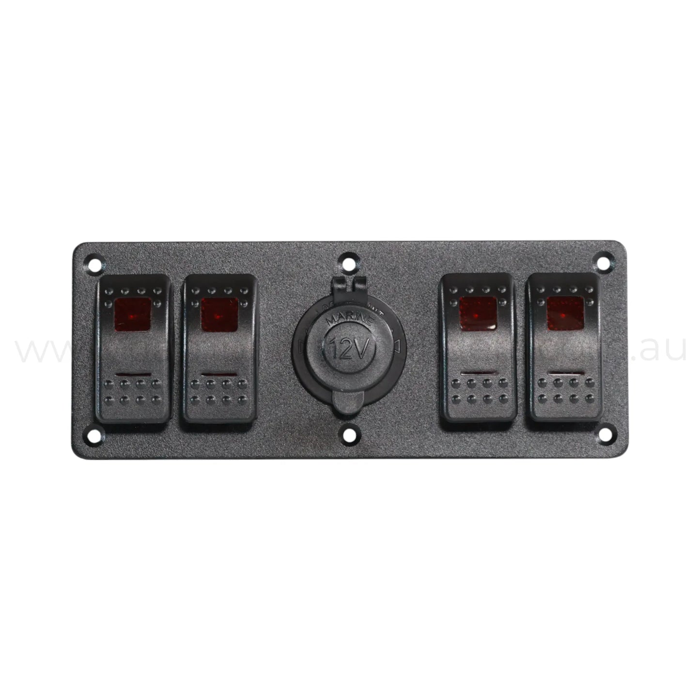 4 way dual led rocker switch panel with 12v outlet for rv accessory switching and charging
