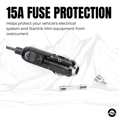 12v and 24v Starlink Mini vehicle power cable for caravan, RV, and touring applications
