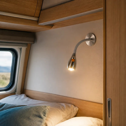 Pair of warm white Bullet reading lights for campervan, RV, and motorhome interiors