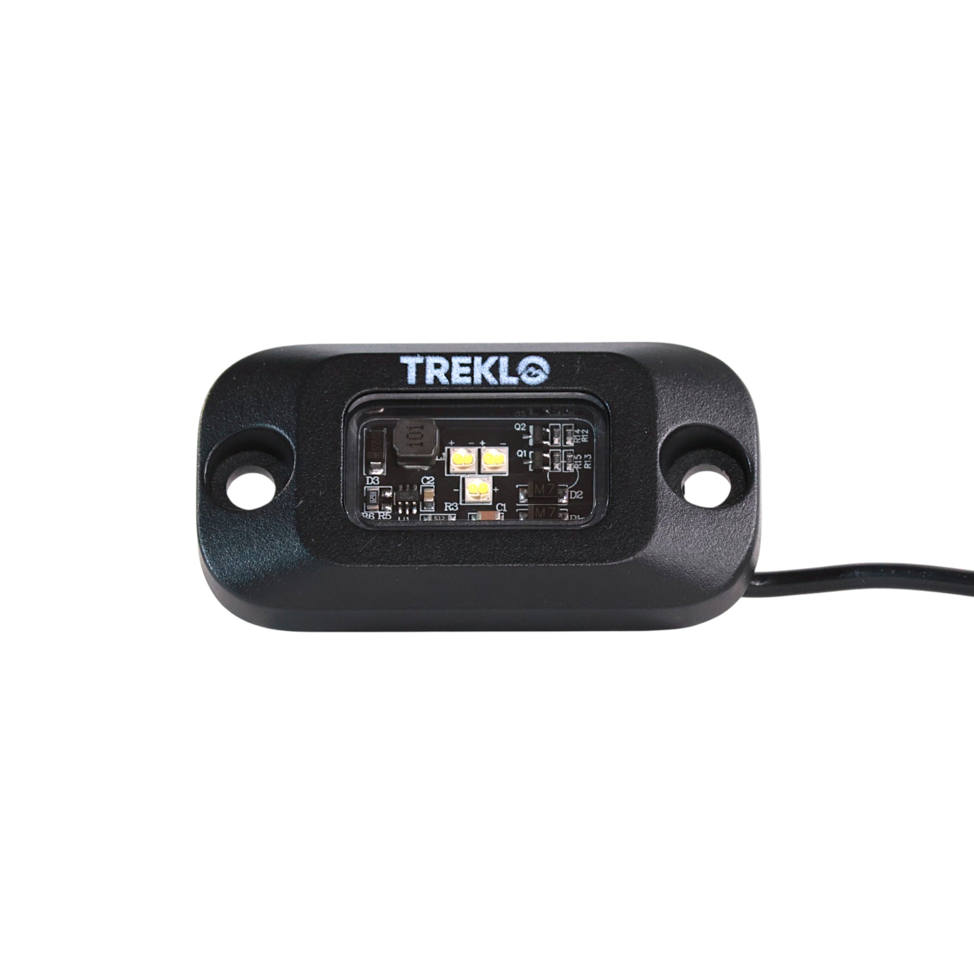 amber LED rock lights glowing on workspace