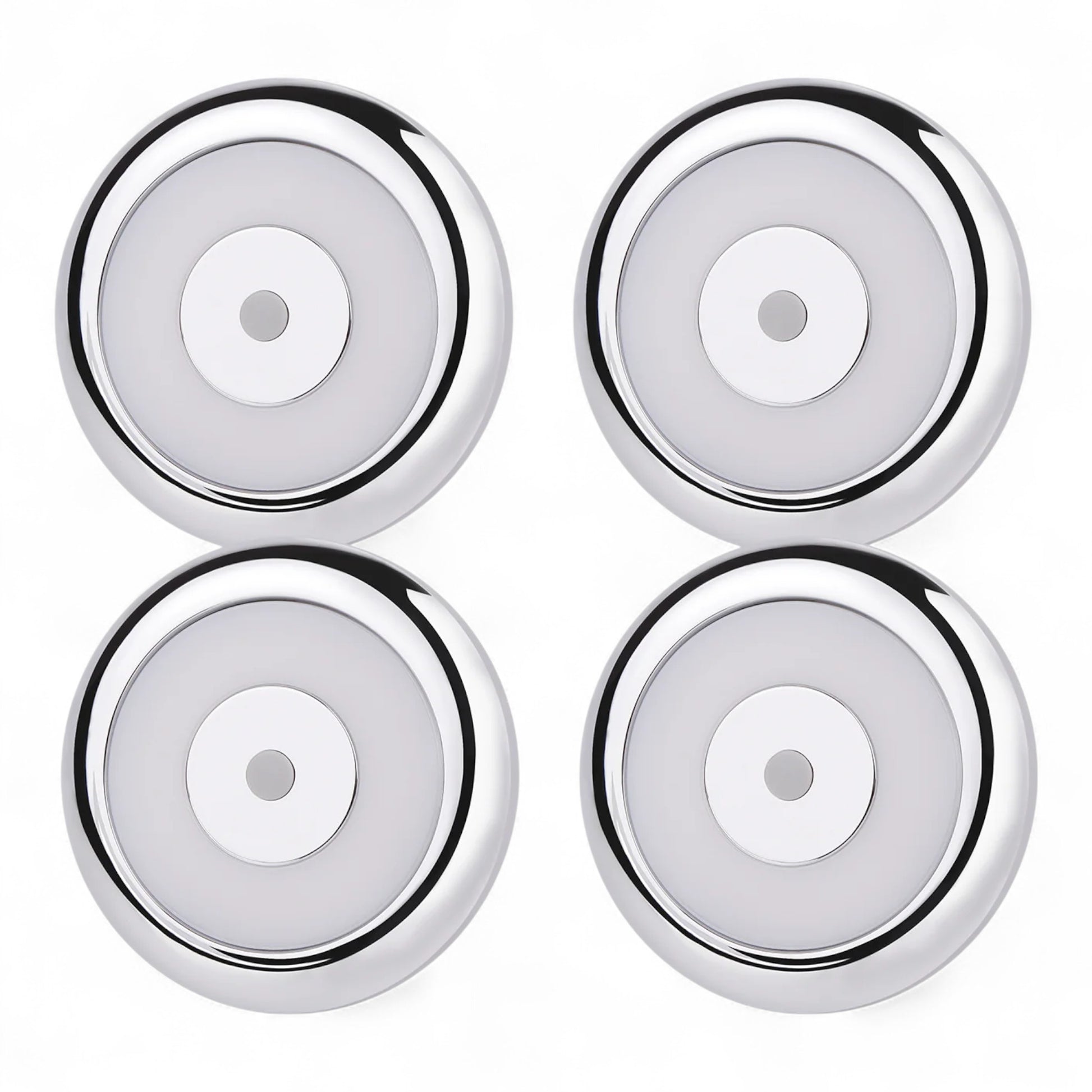 compact silver 12v dome lights shown as a set of four