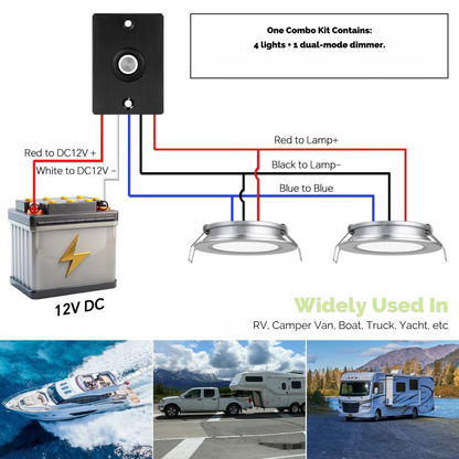 cool white LED downlights with matching silver controls