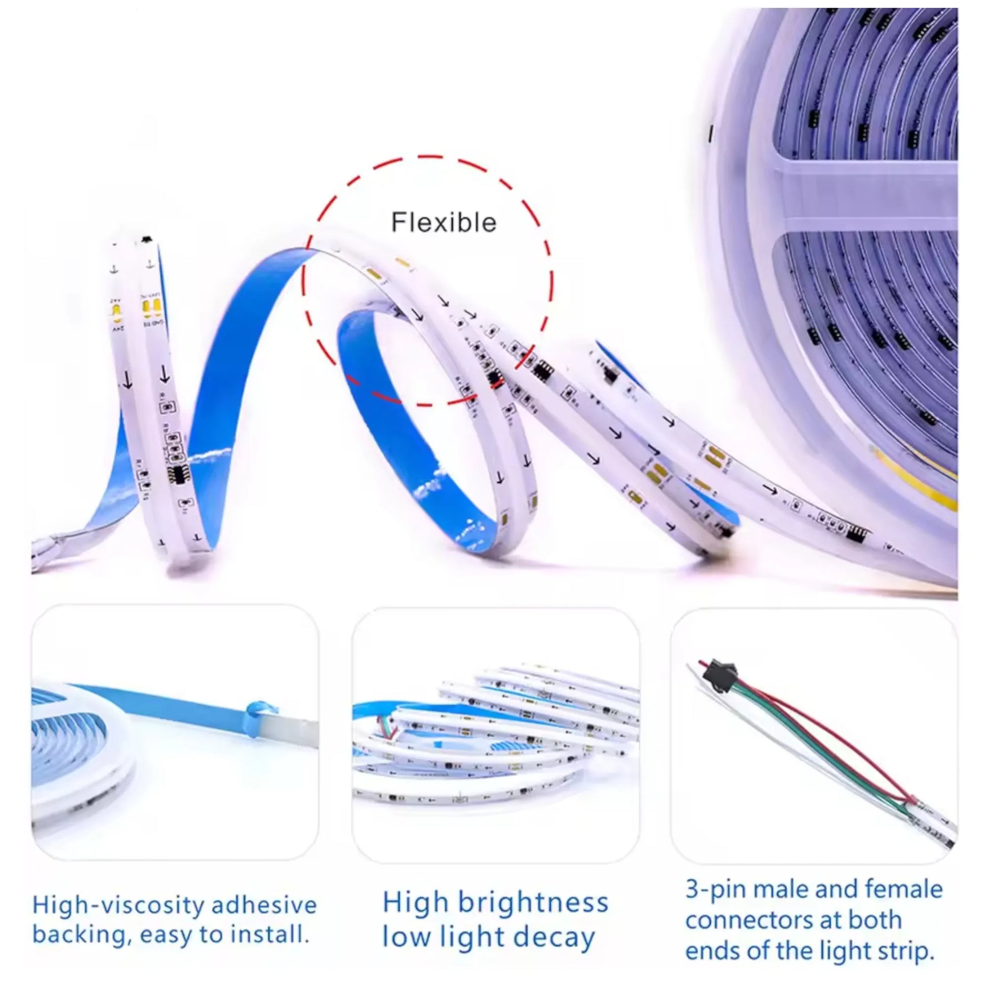 5M Dotless RGB LED Strip 12V WLED (White PCB) – Campervan Builders