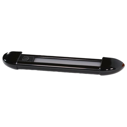 26cm black exterior LED light with dimmer on bench
