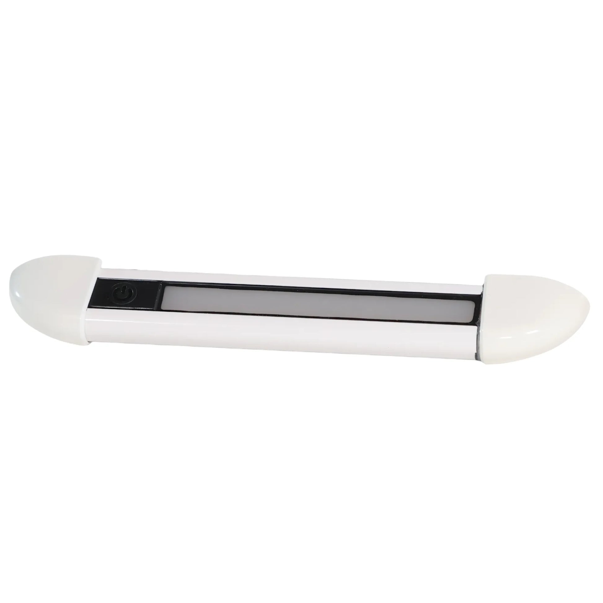 26cm white exterior LED light with dimmer on bench