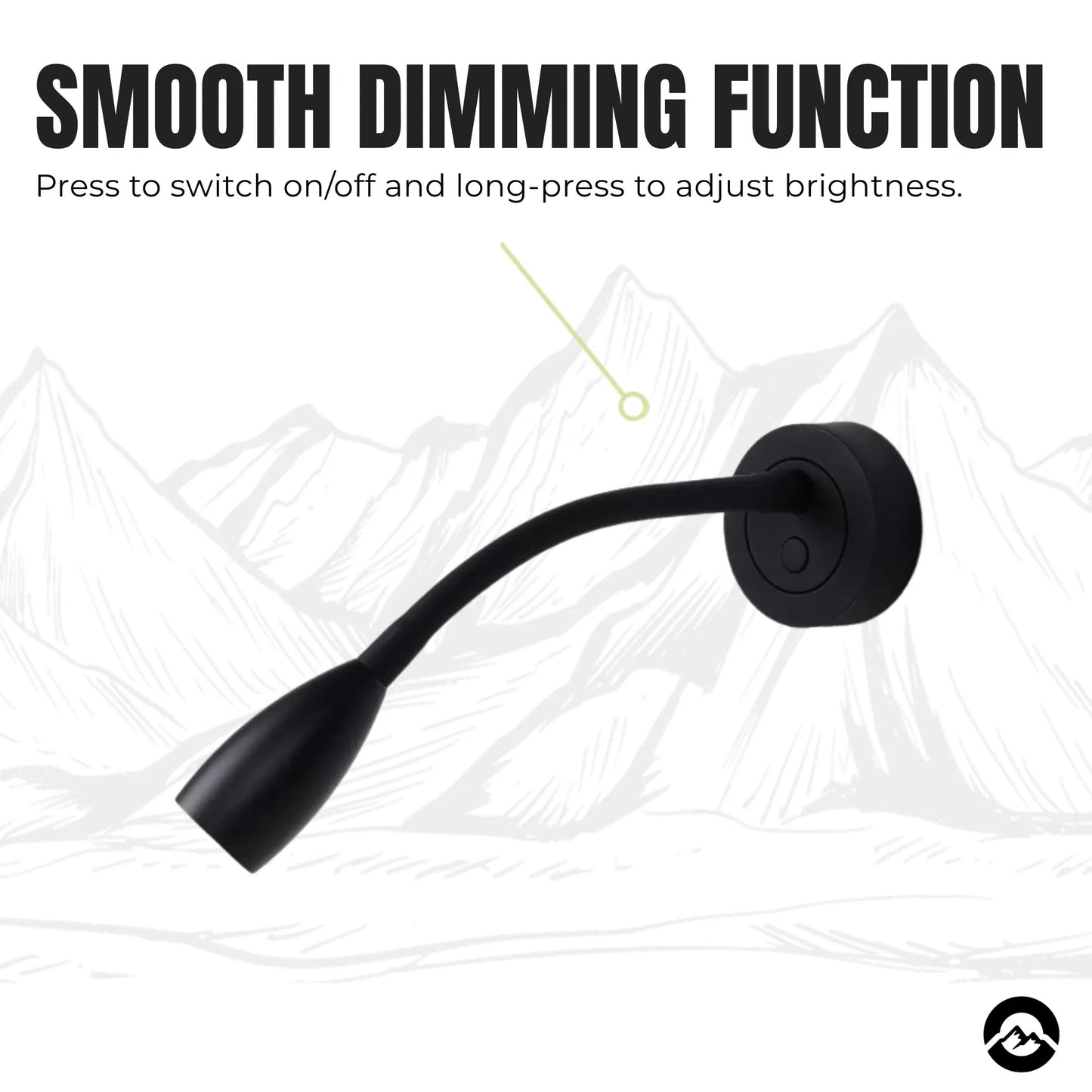 Campervan LED reading lights with touch dimming and flexible light positioning