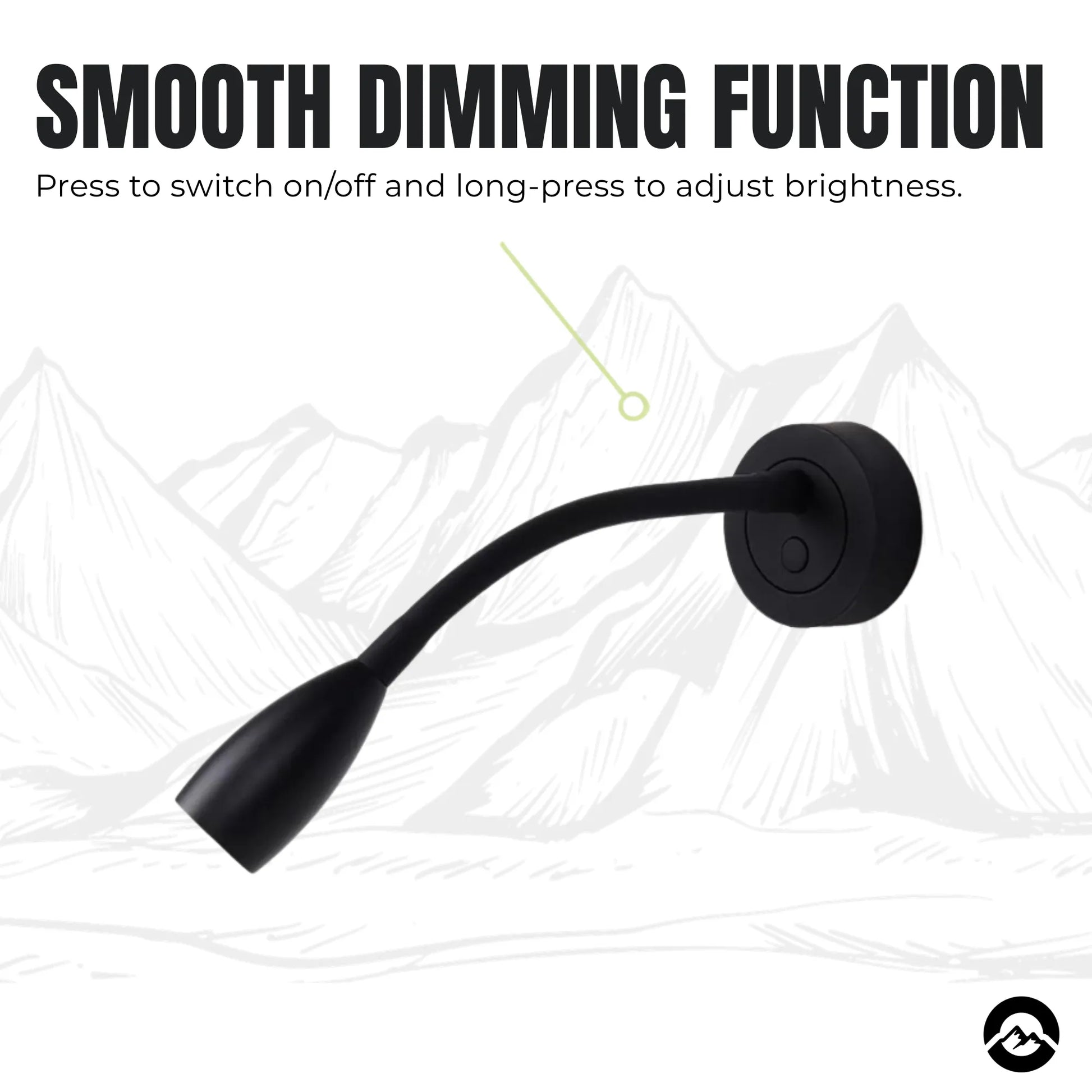 Campervan LED reading lights with touch dimming and flexible light positioning