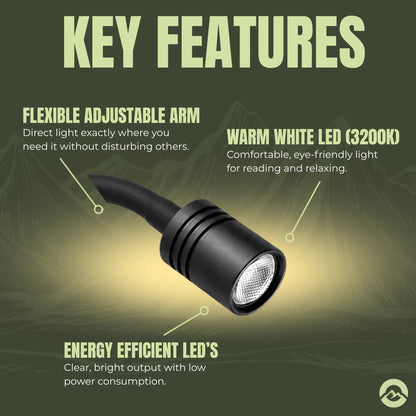 Campervan Pro LED reading lights with touch dimming and flexible light positioning