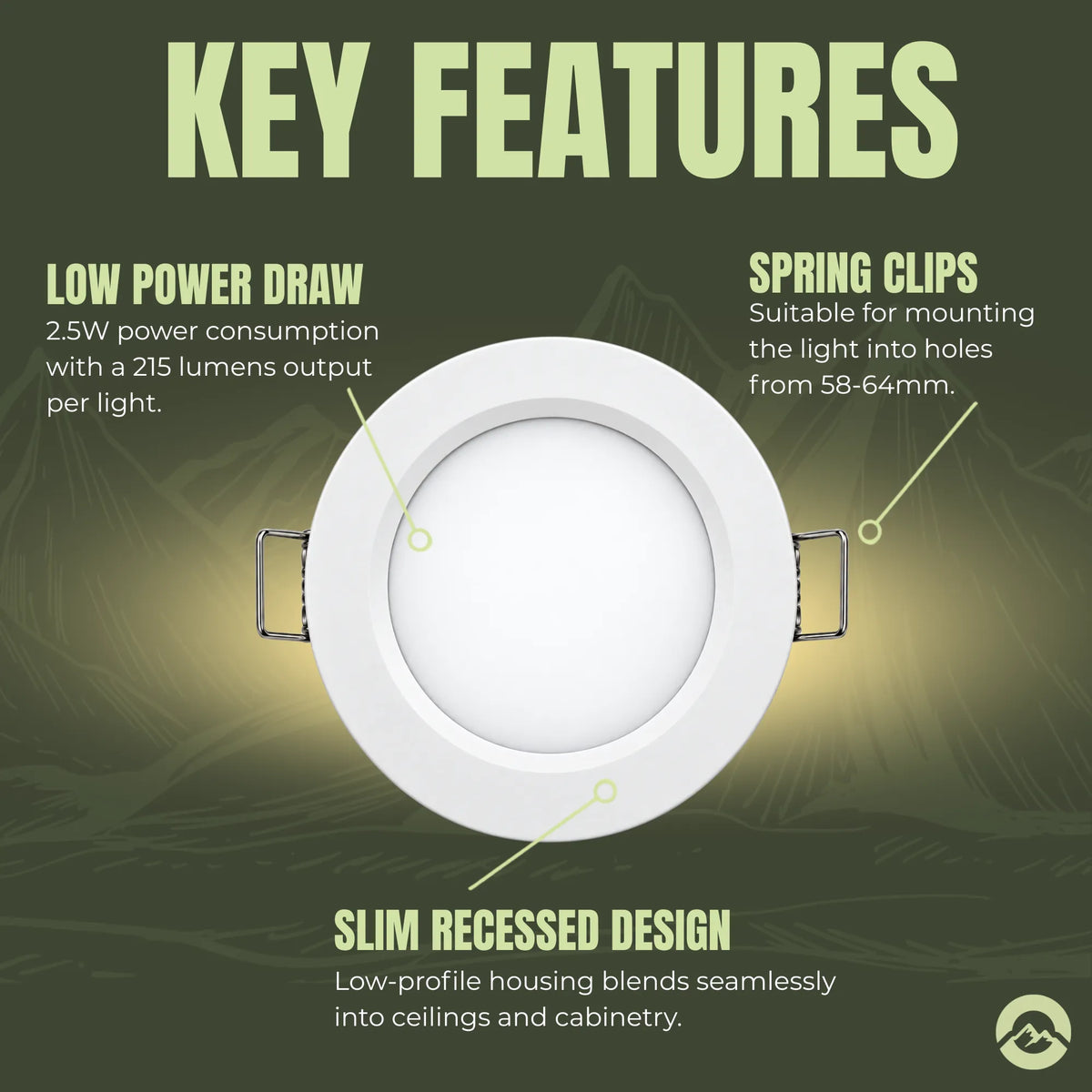12v silver marine downlights delivering comfortable warm white light inside boat cabins