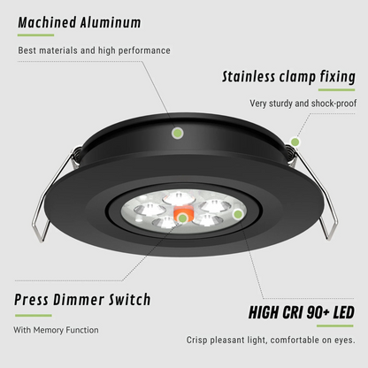 dimmable downlight emitting warm white light