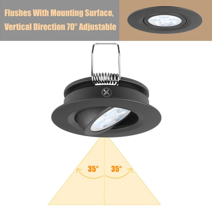 recessed LED downlight in black finish emitting warm white