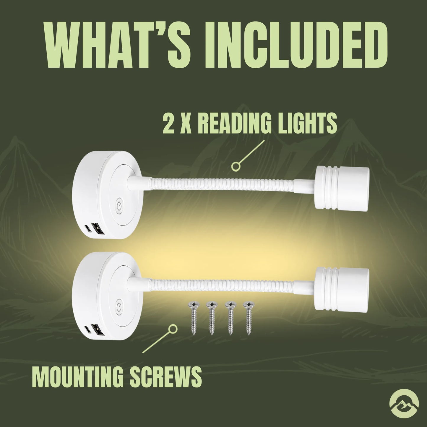 Caravan white reading lights with USB C and USB A charging ports