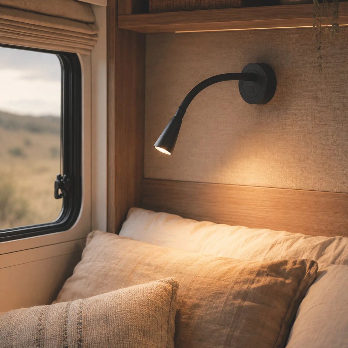 Pair of warm white Zen reading lights for campervan, RV, and motorhome interiors