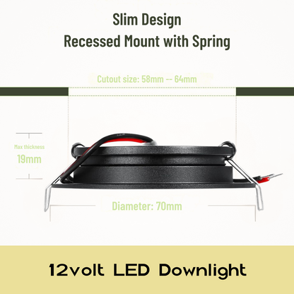 Black 12v Downlights (4Pack) Warm White