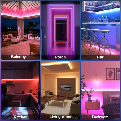 3000K warm white RGBW neon strip in neutral setting