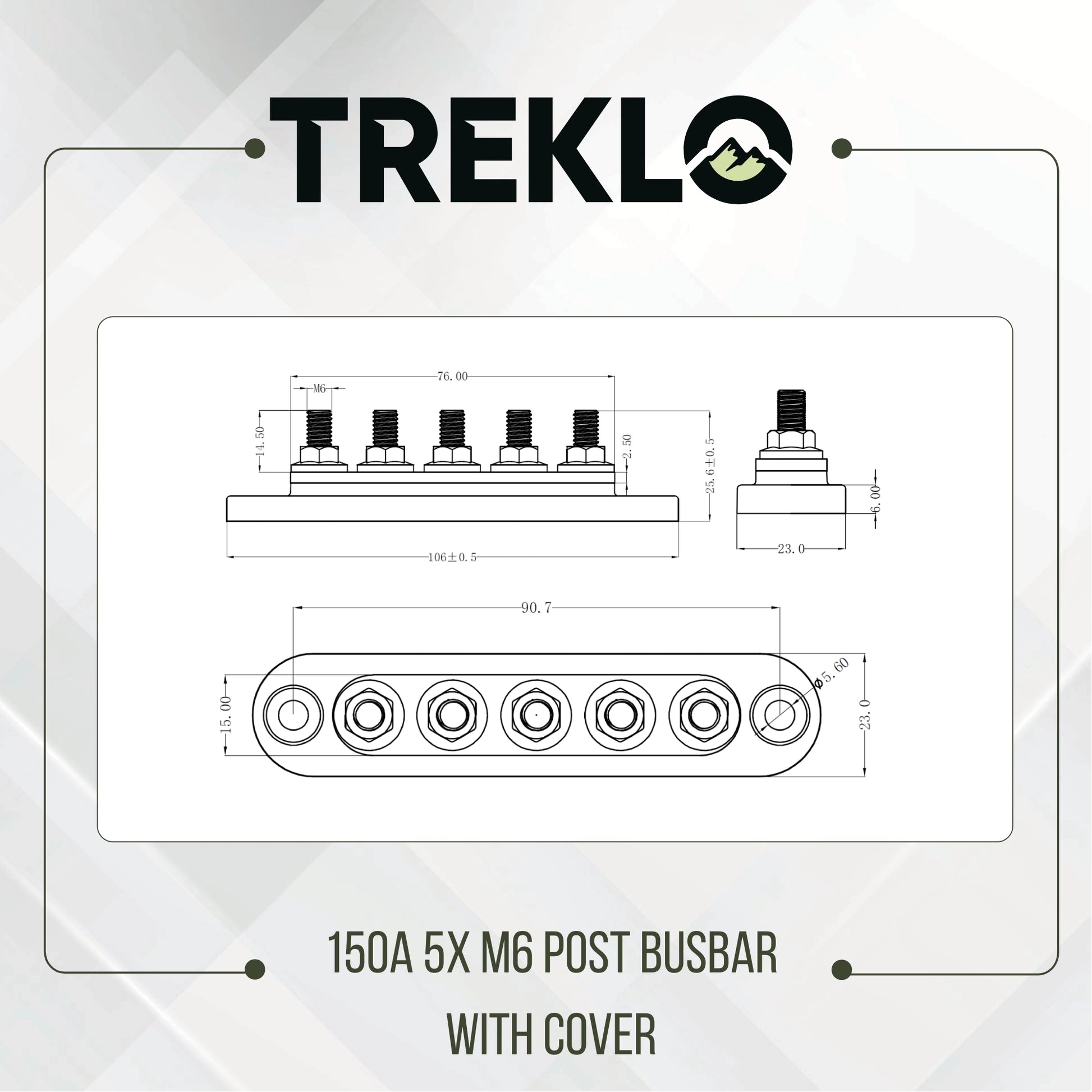 heavy duty treklo 150a m6 5 post busbar ideal for caravan electrical systems