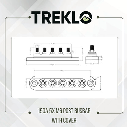 heavy duty treklo 150a m6 5 post busbar ideal for caravan electrical systems