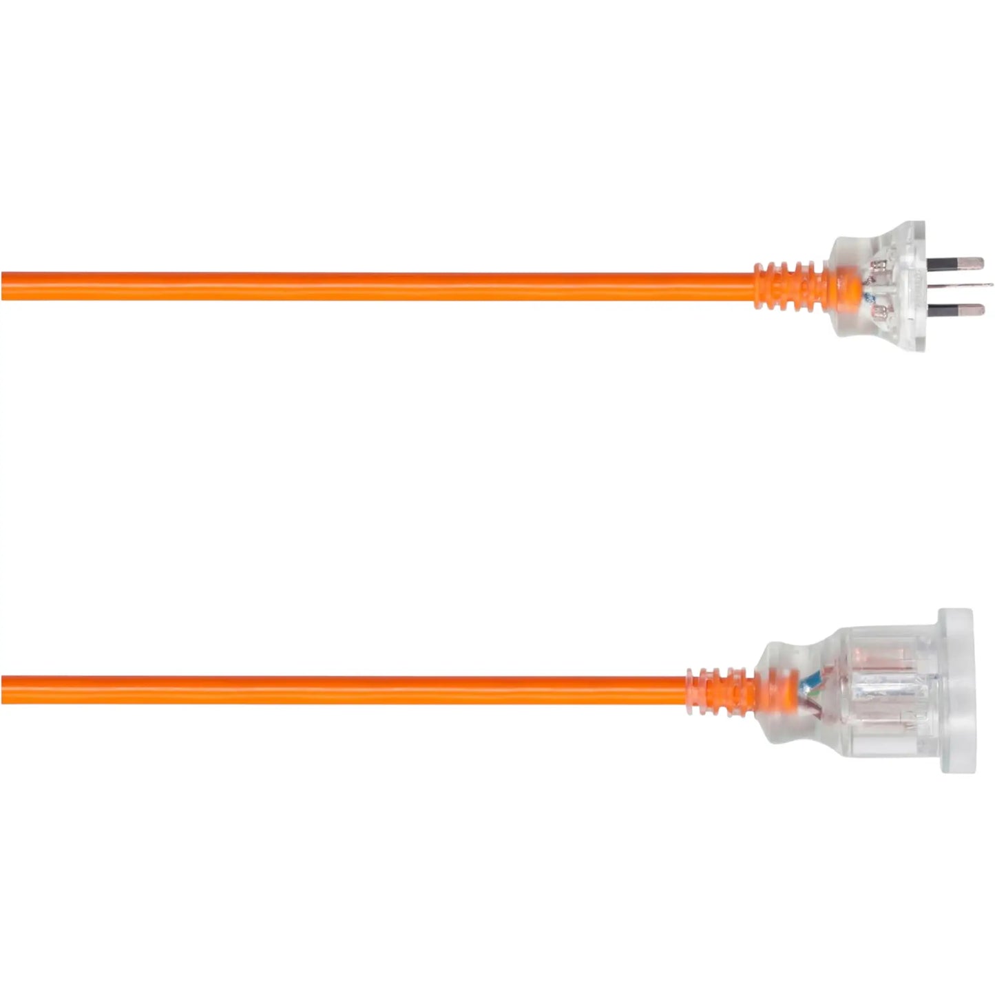 Two orange 15 AMP cables with connectors on a white background