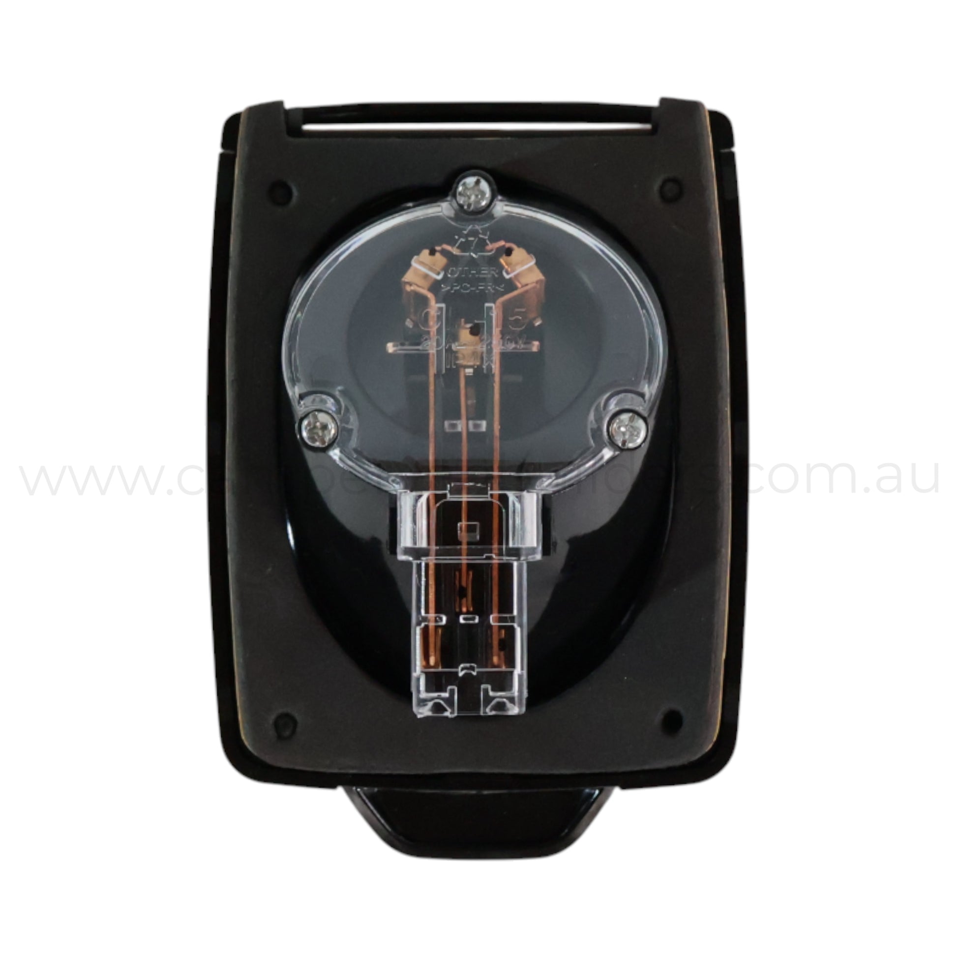 15a black 240v power inlet for caravan powered site connections and safe mains access