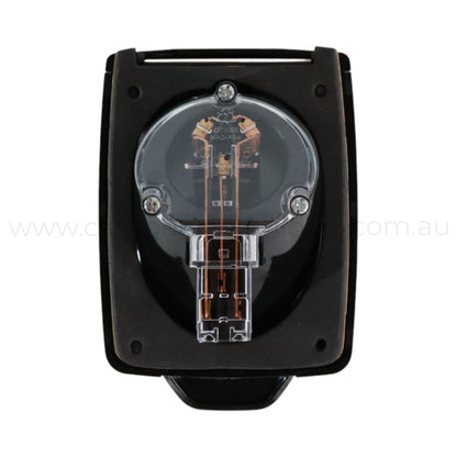 15a black 240v power inlet for caravan powered site connections and safe mains access