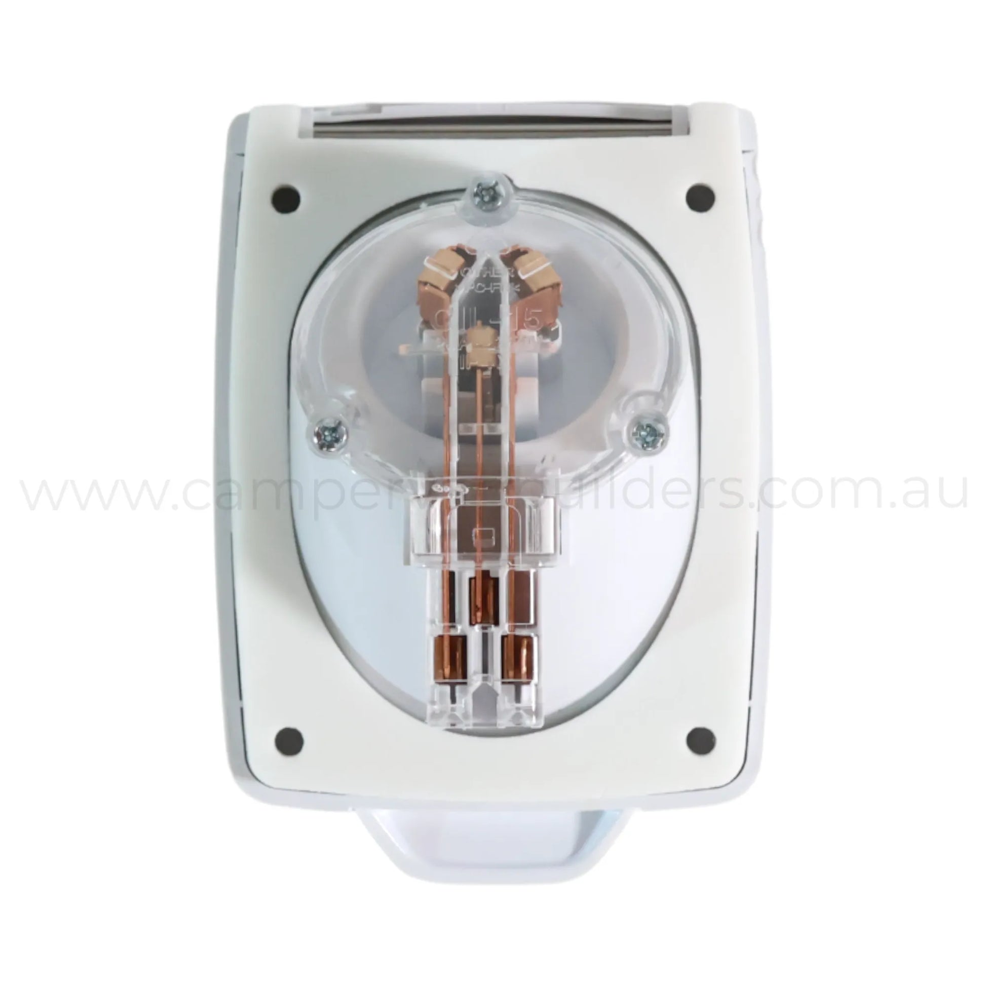 15a white 240v power inlet for caravan powered site connections and safe mains access