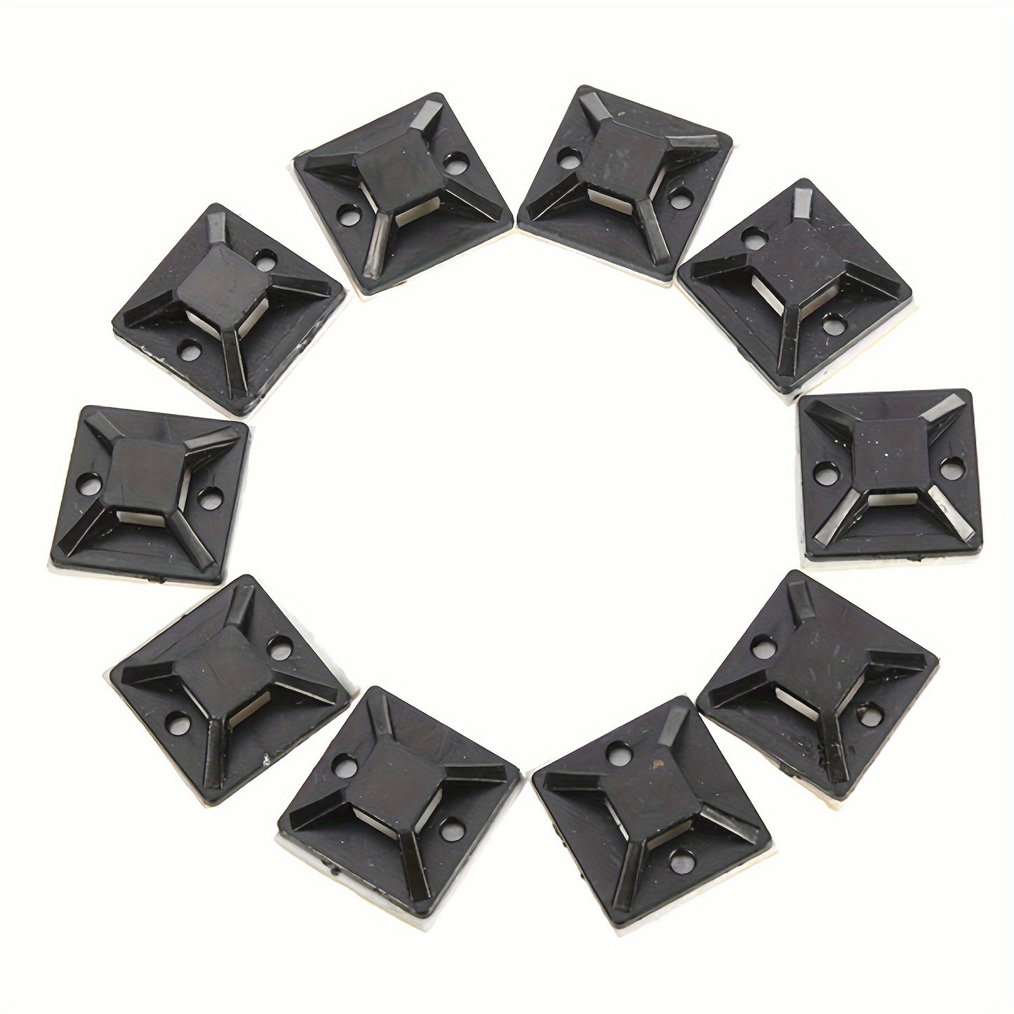 20pcs Self-Adhesive Cable Tie Mounts - 18x18mm, Black