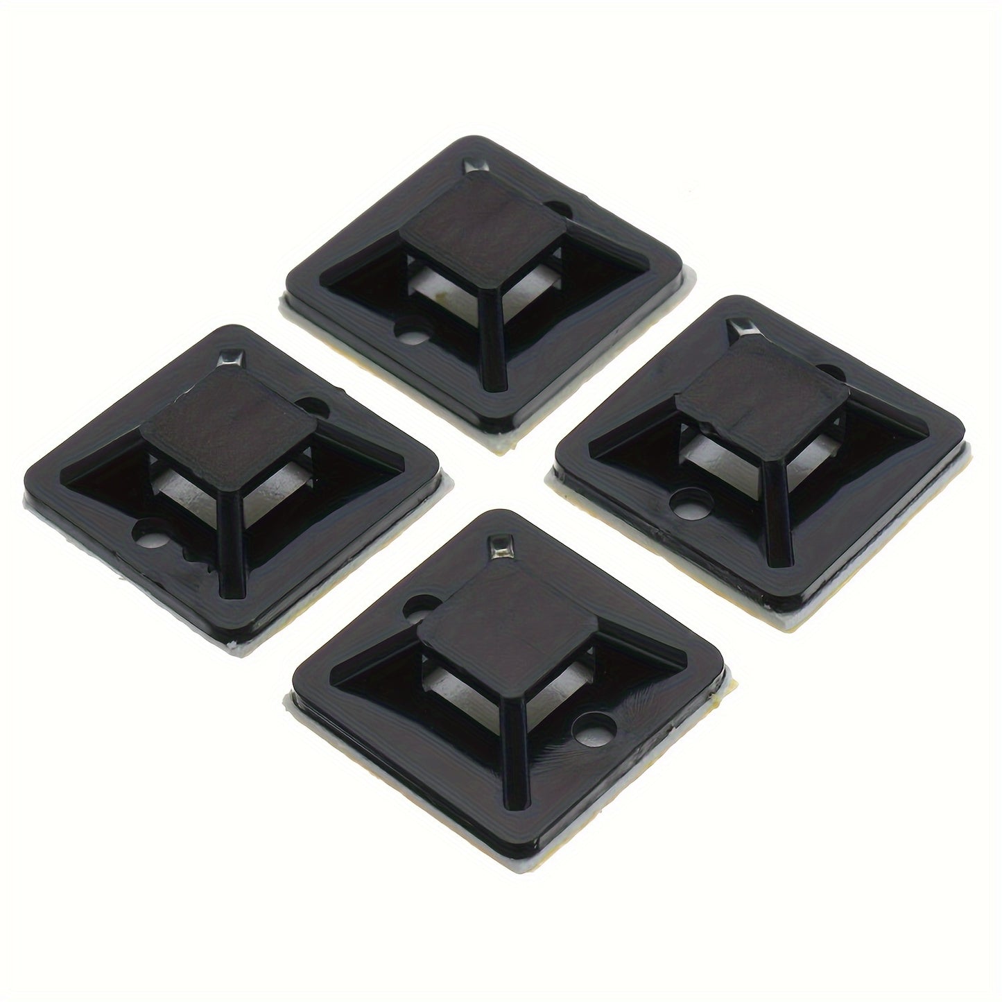 20pcs Self-Adhesive Cable Tie Mounts - 18x18mm, Black