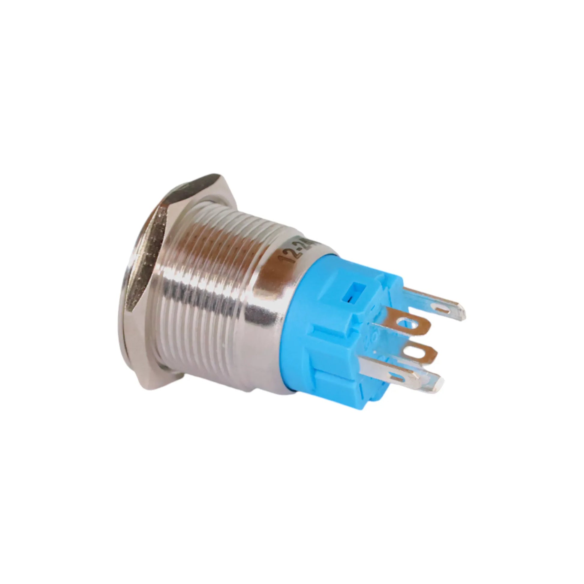 stainless 19mm push button switch down white style ideal for caravan electrical switch panels