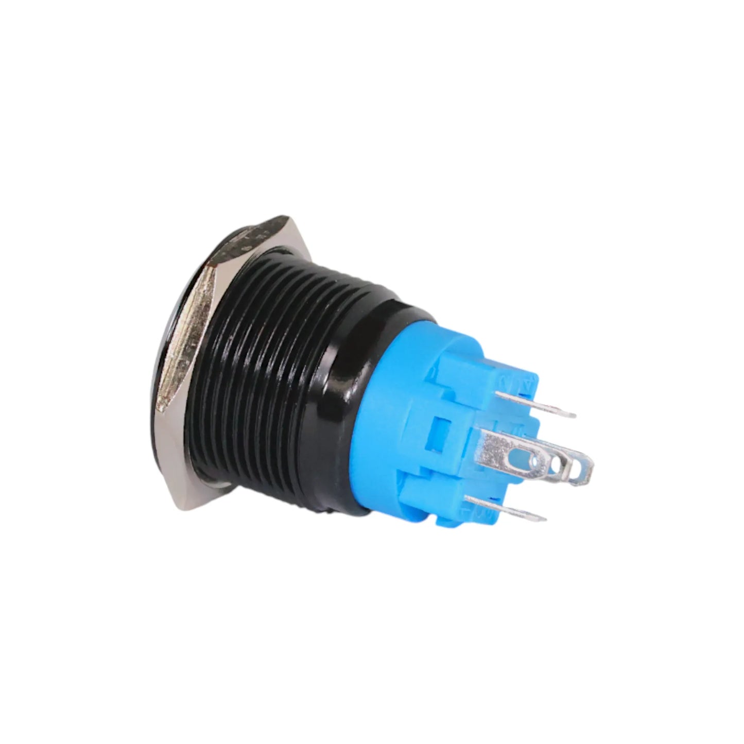 stainless 19mm push button switch led blue style ideal for caravan electrical switch panels