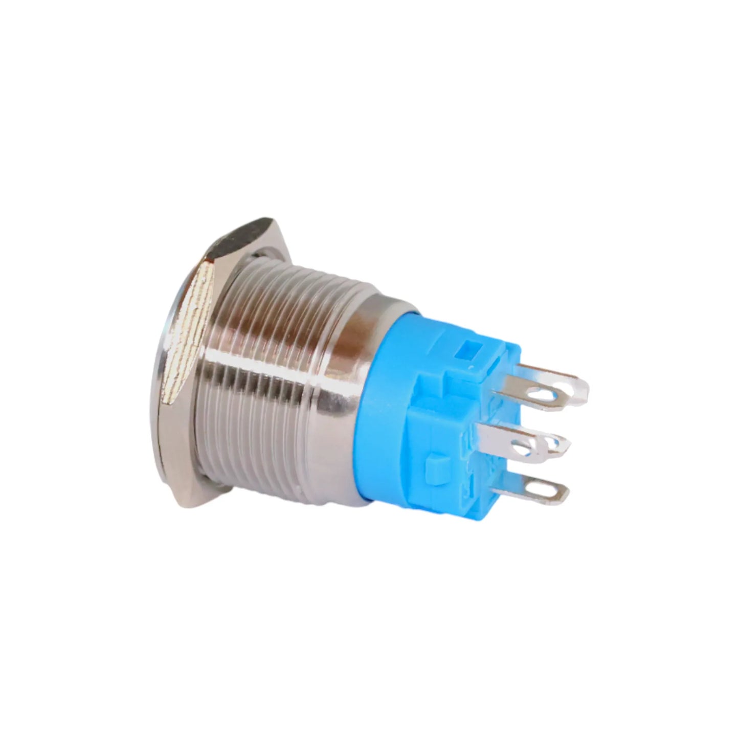 stainless 19mm push button switch led blue style ideal for caravan electrical switch panels