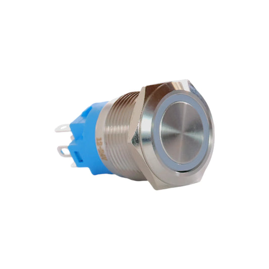 19mm led white push button switch stainless steel finish for campervan 12v and 24v control panels