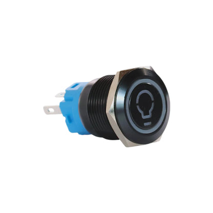 19mm light white push button switch black anodised finish for campervan 12v and 24v control panels