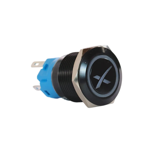 19mm starlink white push button switch black anodised finish for campervan 12v and 24v control panels
