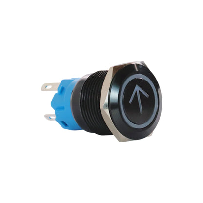 19mm up white push button switch black anodised finish for campervan 12v and 24v control panels