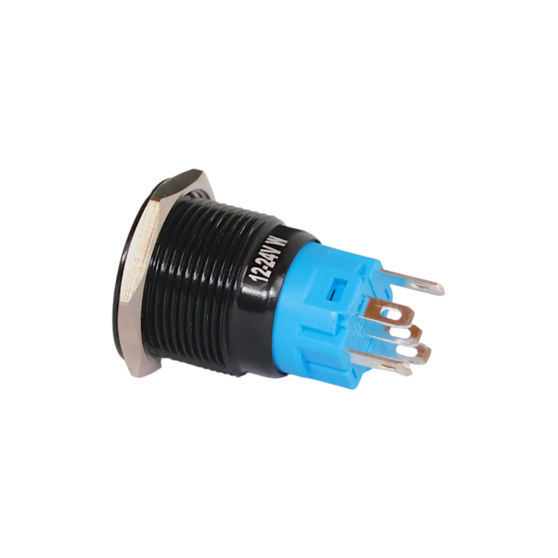 black anodised 19mm push button switch up white style ideal for caravan switch panels