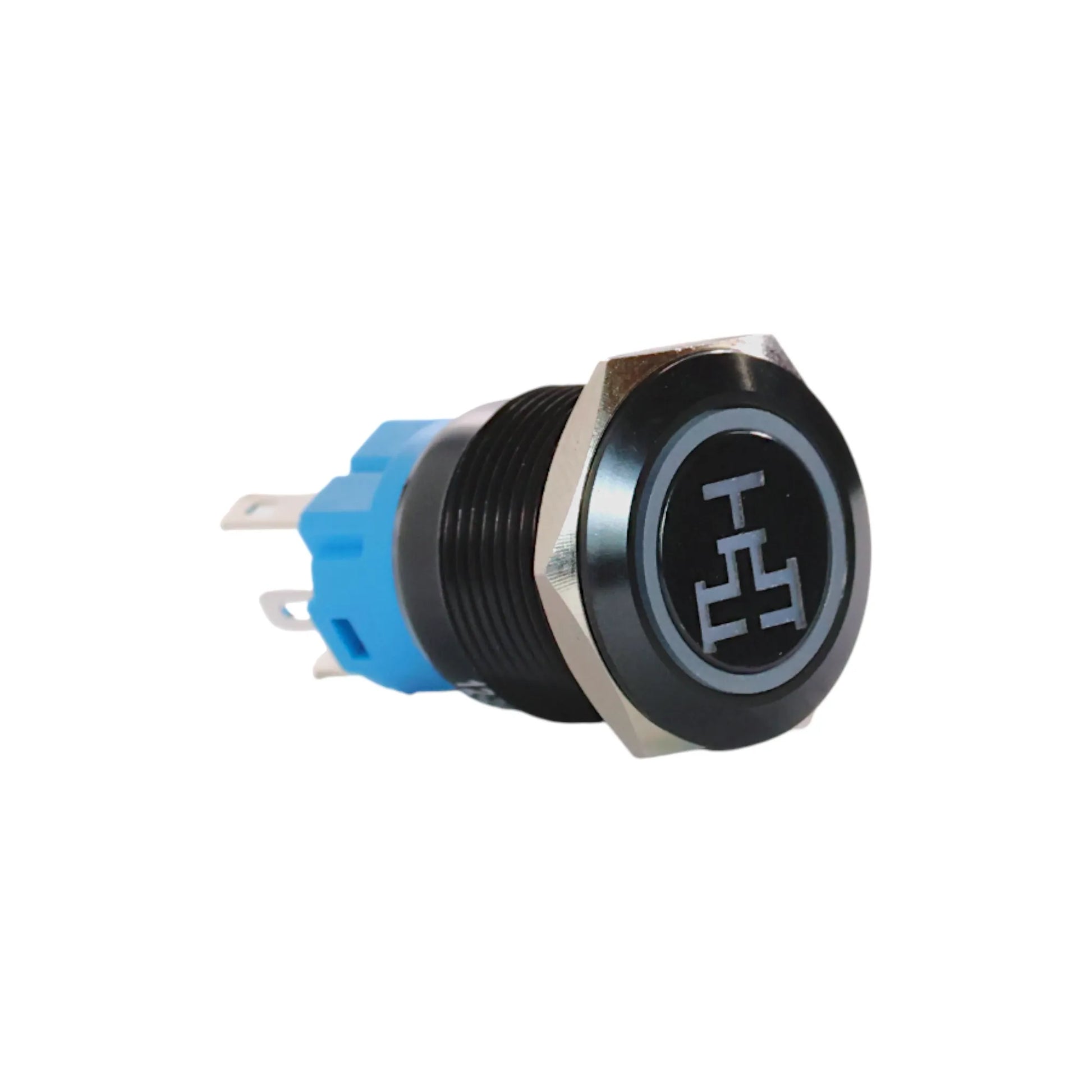 19mm valve white push button switch black anodised finish for campervan 12v and 24v control panels