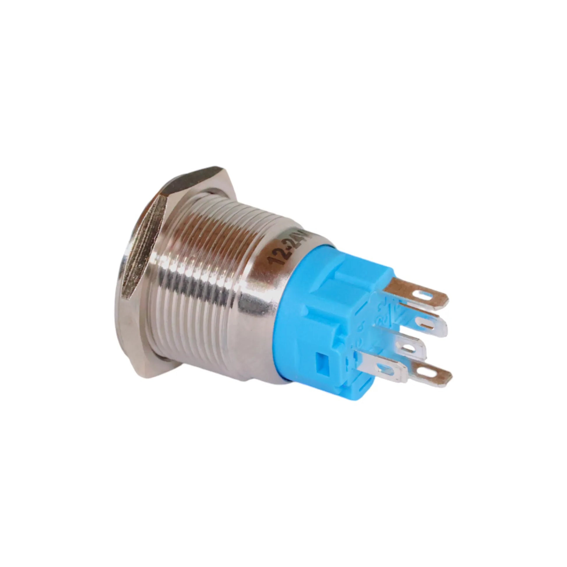 stainless 19mm push button switch valve white style ideal for caravan electrical switch panels