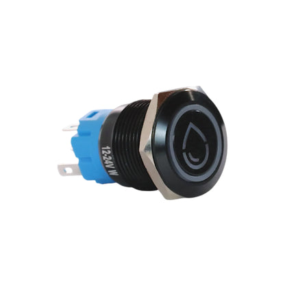 19mm water white push button switch black anodised finish for campervan 12v and 24v control panels