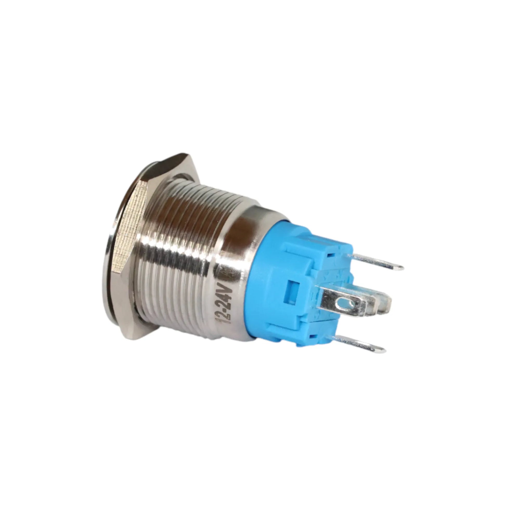 stainless 19mm push button switch water white style ideal for caravan electrical switch panels