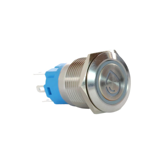 19mm water white push button switch stainless steel finish for campervan 12v and 24v control panels