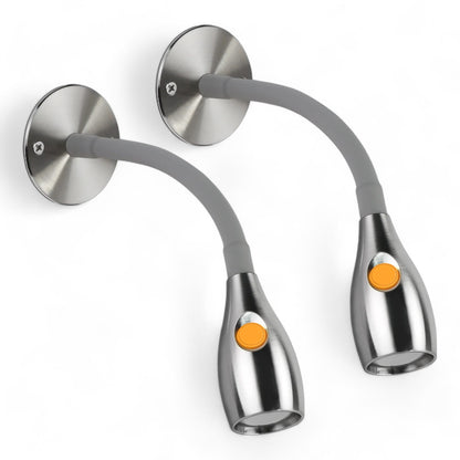 Pair of Bullet Aluminum Reading Lights with Dimming