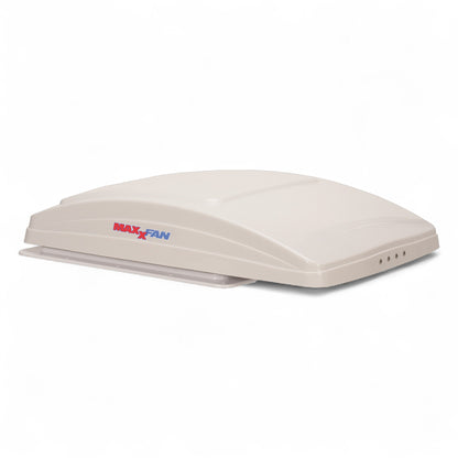 MaxxFan Deluxe with Rain Dome, Thermostat, Manual Lift (White) 360x360 Cutout