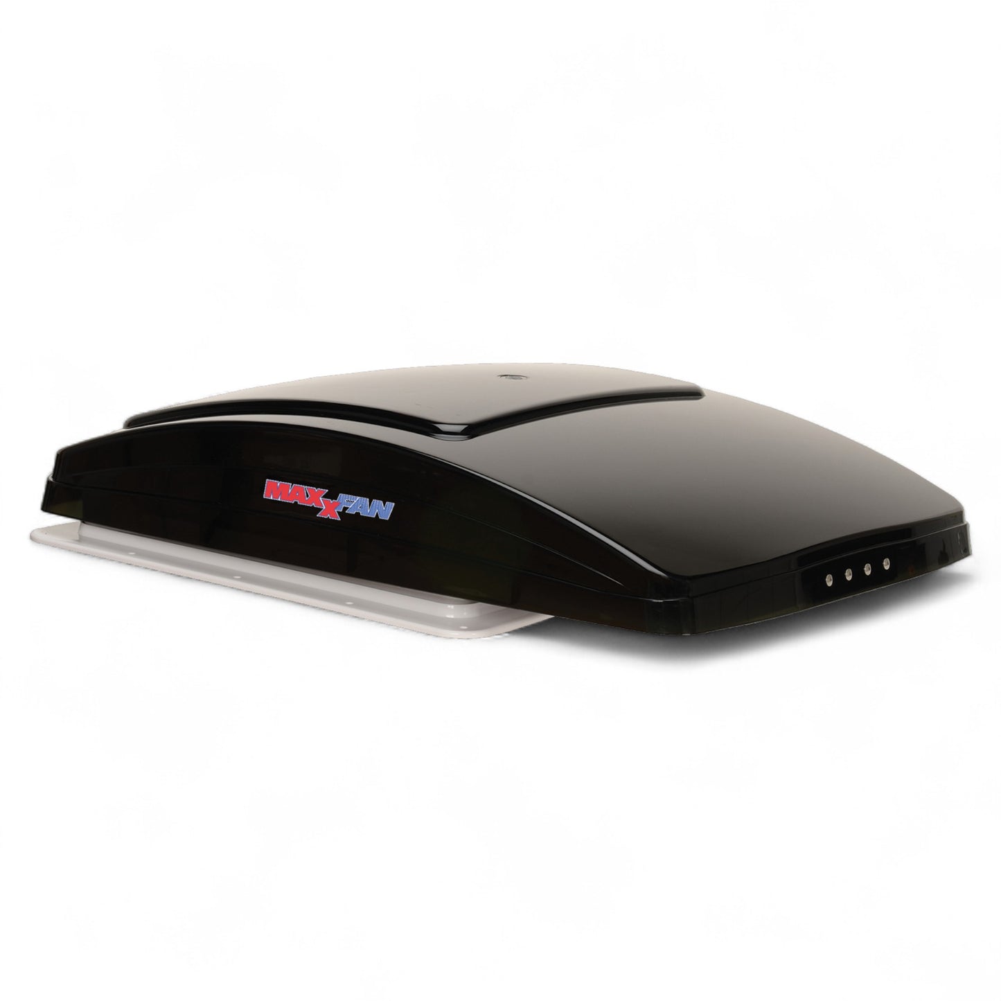 MaxxFan Deluxe with Rain Dome, Thermostat, Power Lift and Remote (Black) 360x360 Cutout