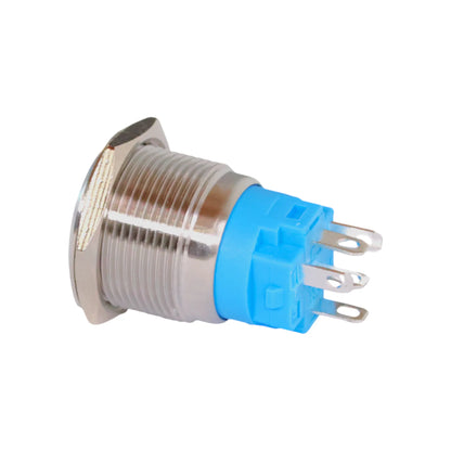 stainless finish 22mm blue push button switch ideal for caravan switch panels and electrics